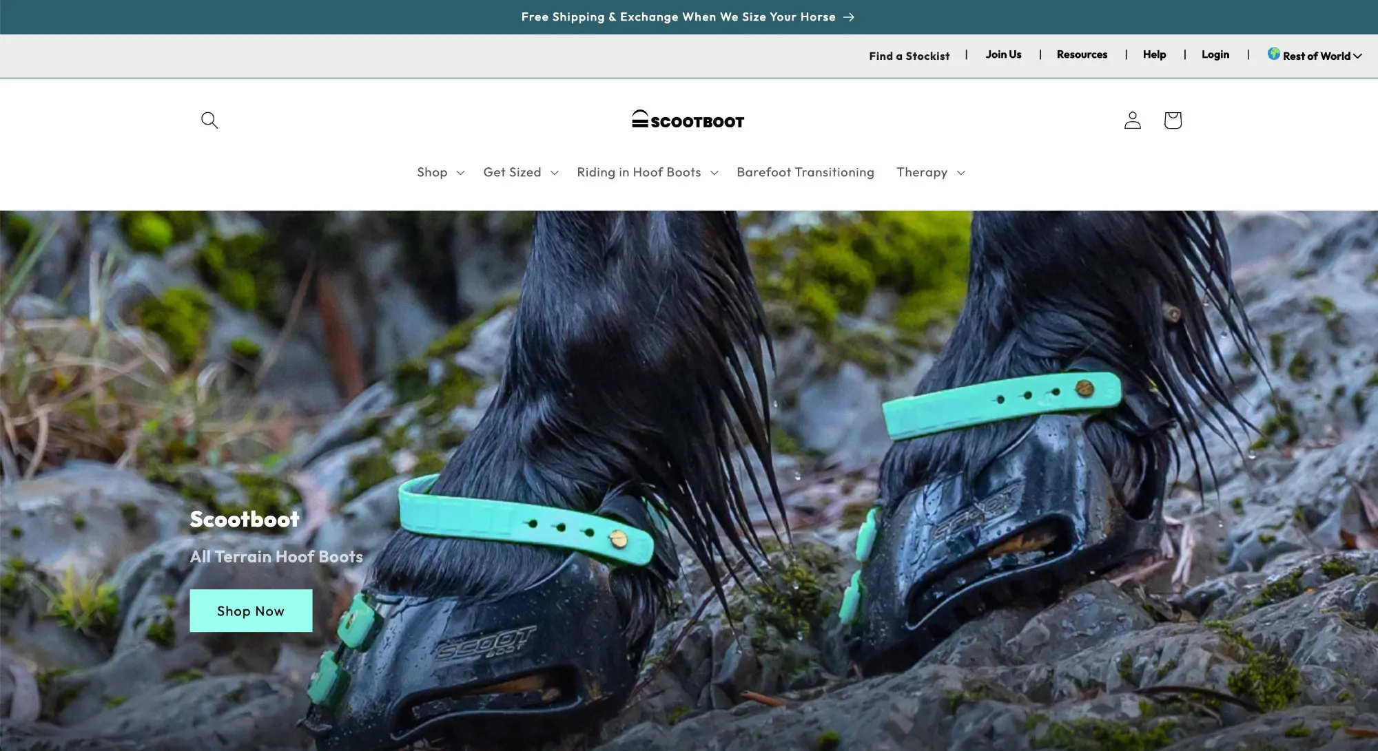 Scoot Boots Shopify store homepage